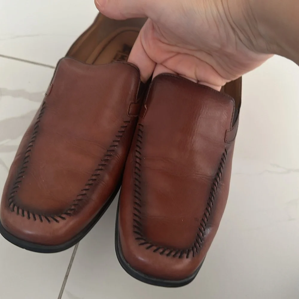 Women's Leather Mephisto Air-Relax Slip Ons Loafers Sz 9.5 Brown Cognac Comfort